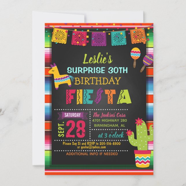 Invitación Fiesta cumpleaños con Pinata (Anverso)