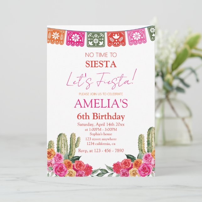 Invitación Fiesta, cumpleaños de chica mexicano (Anverso de pie)