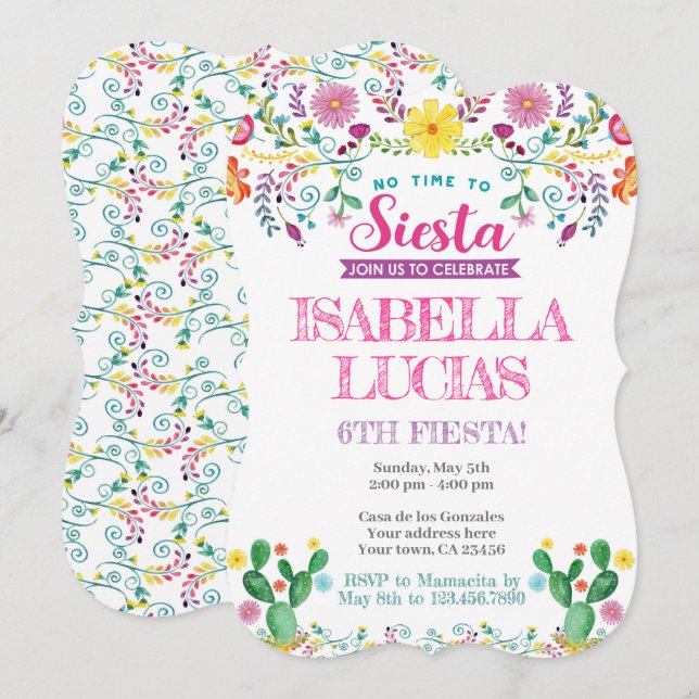 Invitación Fiesta, cumpleaños de Cinco de Mayo (Anverso / Reverso)