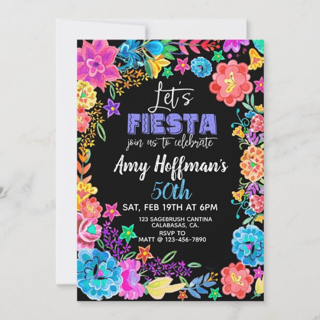 Invitación Fiesta, cumpleaños de Fiesta, (Anverso)