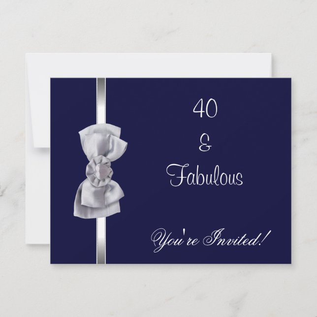 Invitación Fiesta Cumpleaños Navy con Lazo de Cora (Anverso)