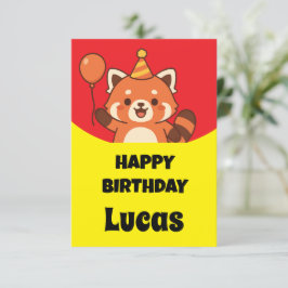 Invitación Fiesta cumpleaños panda rojo impresionante