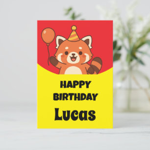 Invitación Fiesta cumpleaños panda rojo impresionante