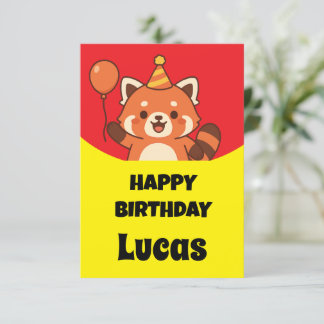 Invitación Fiesta cumpleaños panda rojo impresionante