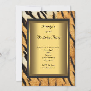 Invitación Fiesta Cumpleaños Tigre Animal Dorado