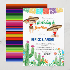 Invitación Fiesta Cumpleaños y Bautismo para los gemelos