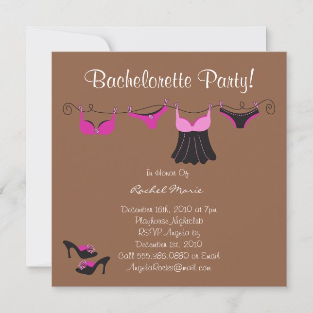 Invitación Fiesta Cuta de Bachelorette (Anverso)