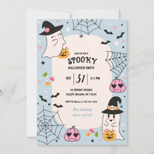 Invitación Fiesta Cute Blue RetroHalloween
