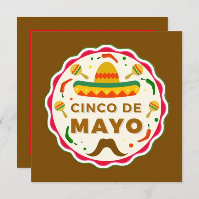 Invitación Fiesta Cute Cinco De Mayo (Anverso / Reverso)