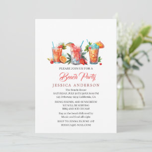 Invitación Fiesta Cute Cocktail Glass Summer Beach