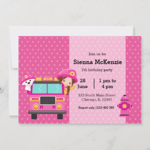 Invitación Fiesta Cute Firefighter