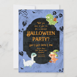 Invitación Fiesta Cute Halloween Dino 1