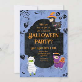Invitación Fiesta Cute Halloween Llama 1