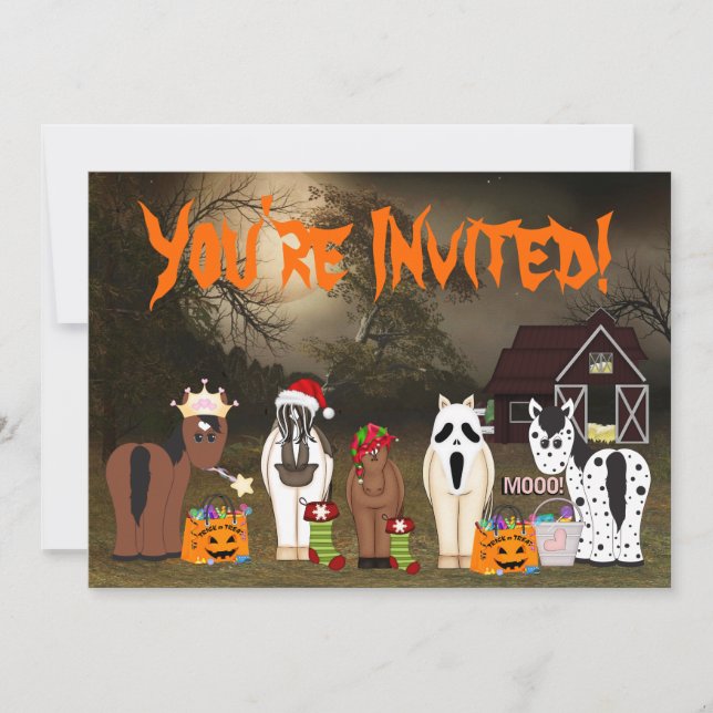 Invitación Fiesta Cute Horsey Halloween Holiday Horse (Anverso)