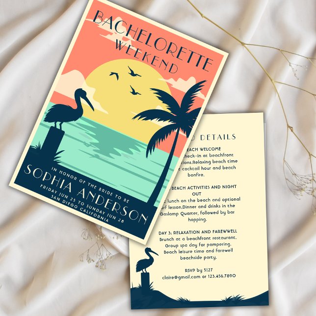 Invitación Fiesta Cute PInk Tropical Bachelorette Weekend (Subido por el creador)