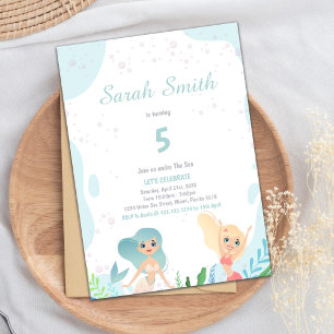 Invitación Fiesta Cute Under the Sea para Chicas