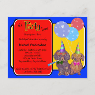 Invitación Fiesta Dachshund Barker de cumpleaños