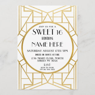 Invitación fiesta de 1920 de cumpleaños estilo Art Decó