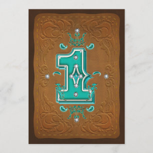 Invitación Fiesta de 1 Uno 1ra Parte Occidental Rústico Marró