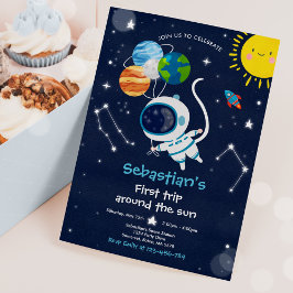 Invitación Fiesta de 1er Cumpleaños Espacial Primer Viaje Alr