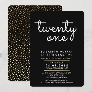 Invitación fiesta de 21 años de Guay INVITE blanco y negro