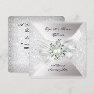 Invitación Fiesta de 25 Aniversario de Boda Perla Blanca de E