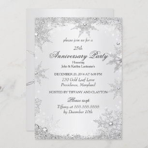 Invitación fiesta de 25 años Silver Winter Wonderland