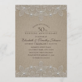 Invitación Fiesta de 30º Aniversario de Boda Rustica Encaje P