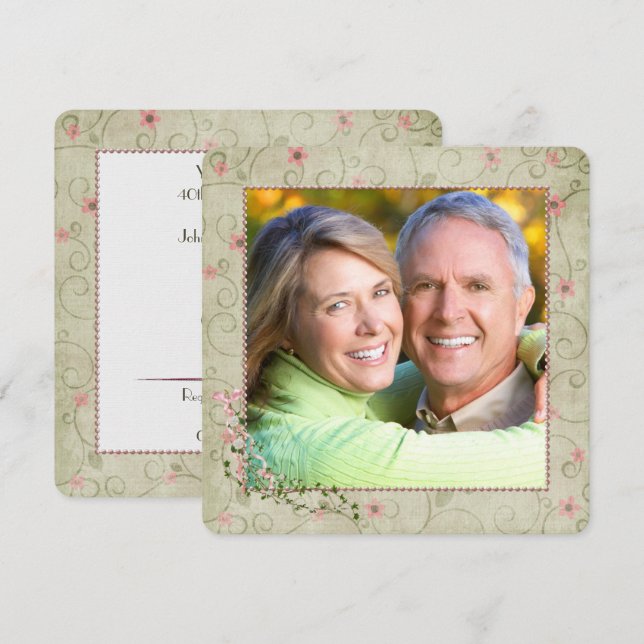 Invitación fiesta de 40 años con foto (Anverso / Reverso)