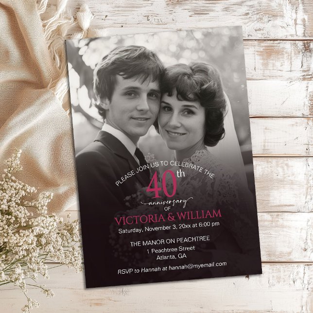 Invitación fiesta de 40 años de foto de aniversario vertical (Subido por el creador)