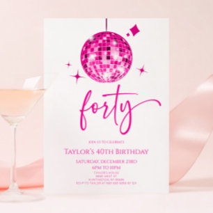 Invitación Fiesta de 40 años de Pink Disco Ball