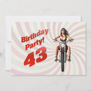 Invitación Fiesta de 43 años con un chica en moto