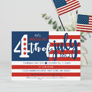 Invitación Fiesta de 4 de Julio inspirada en la bandera ameri