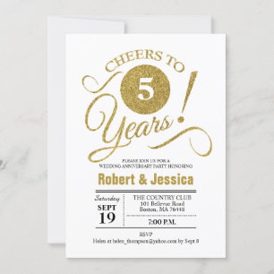 Invitación Fiesta de 5º Aniversario de Boda - Oro Blanco