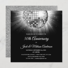 Invitación Fiesta de 50 Aniversario de Plata Disco Ball