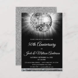 Invitación Fiesta de 50 Aniversario de Plata Disco Ball