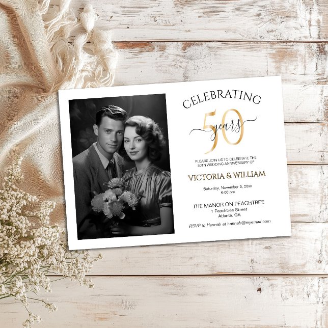 Invitación Fiesta de 50 años de festejo de foto aniversario (Subido por el creador)