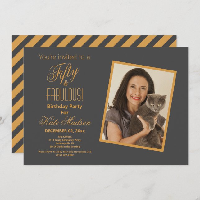 Invitación Fiesta de 50 años de oro y agua (Anverso / Reverso)