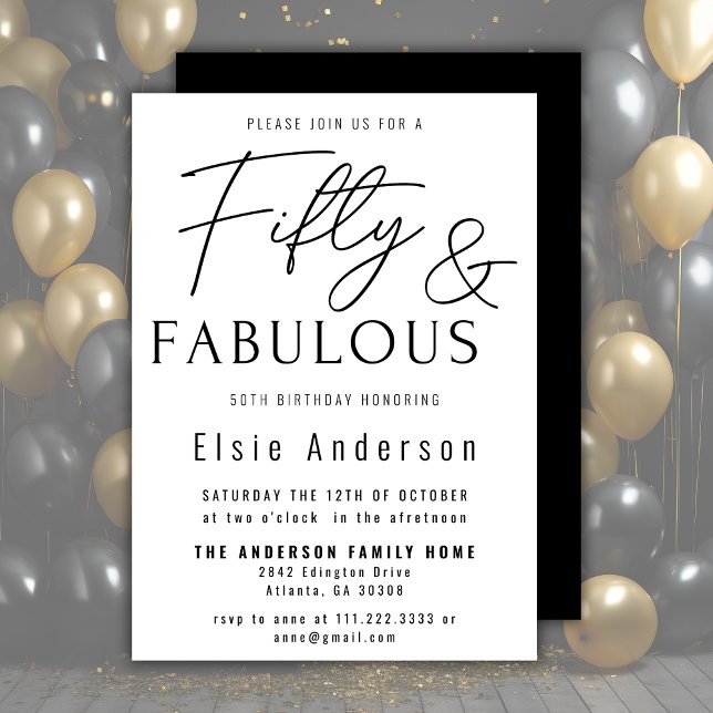 Invitación Fiesta De 50 Años Fabulosa Simple (Subido por el creador)