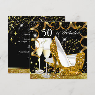 Invitación Fiesta de 50 años Glitter Gold Fabuloso Brillo Gla