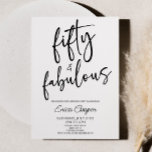 Invitación Fiesta de 50 Años Mínima 50 y Fabulosa<br><div class="desc">¡Esta es una invitación a la fiesta de 50 años Minimalista mínima  blanca negra!</div>