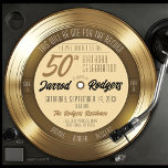 Invitación Fiesta de 50 cumpleaños del récord del vinílico ne<br><div class="desc">Este tema musical original y retro de Gold & Black Vinyl Record es una invitación de forma redonda de 50 cumpleaños con el pegadizo título de la canción "This Will Be One For The Record" y detalles de tipografía divertida, presenta una doble cara de un sólido disco de oro ("Side...</div>