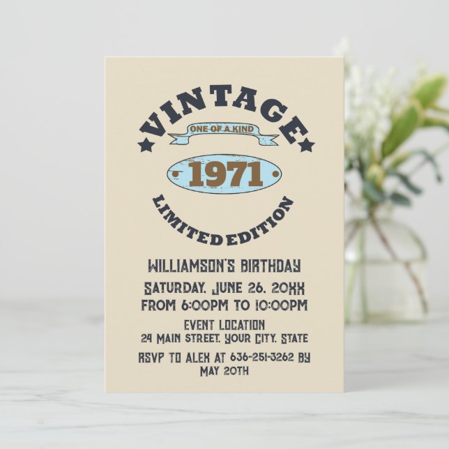 Invitación Fiesta de 55 años de antigüedad personalizada (Anverso de pie)