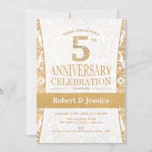 Invitación Fiesta de 5to Aniversario - Oro Blanco