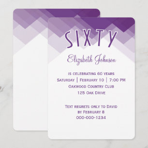 Invitación Fiesta de 60 cumpleaños borde púrpura y blanco