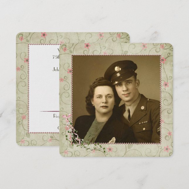 Invitación fiesta de 75 años con foto (Anverso / Reverso)