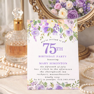 Invitación FIESTA DE 75 AÑOS DE NACIMIENTO PETITE Floral de R
