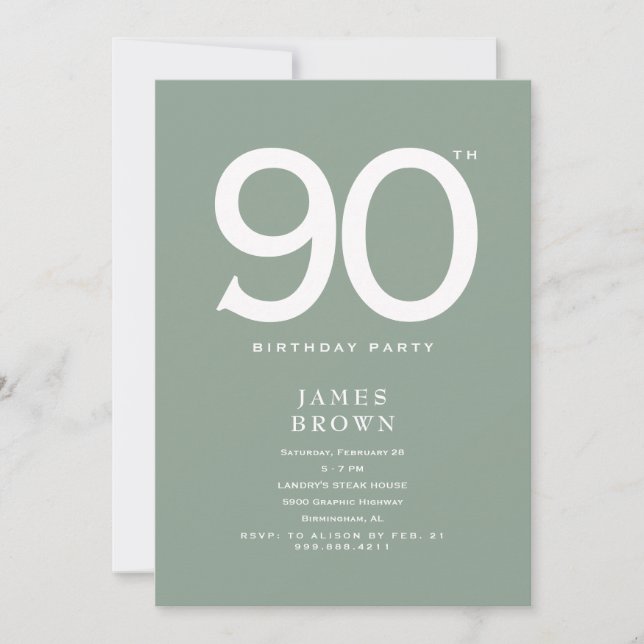 Invitación Fiesta de 90 Cumpleaños de Rich Sage (Anverso)