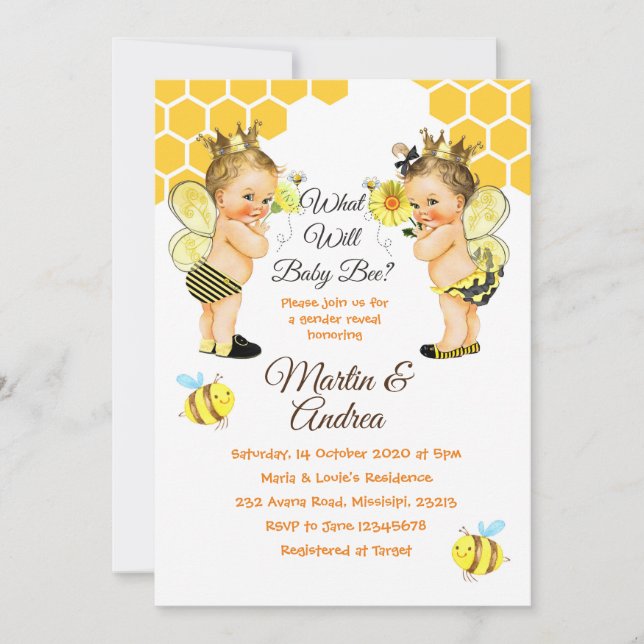 Invitación Fiesta de Abejas de Abejas Pequeñas (Anverso)