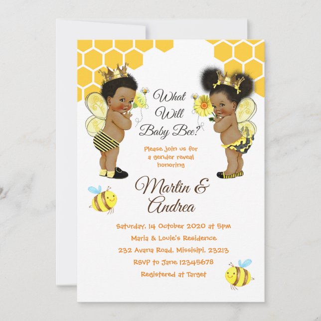 Invitación Fiesta de Abejas de África-Americana (Anverso)